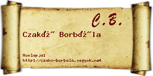 Czakó Borbála névjegykártya